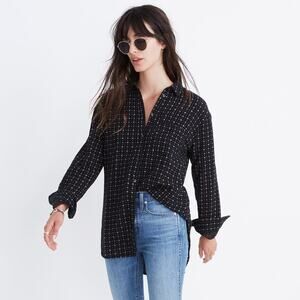 Madewell Women's Oversized Ex-Boyfriend Shirt Mayfair Foulard Dried Coral Size M